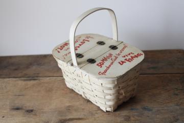 catalog photo of French flair coquette vintage toto basket box bag purse, Vive la France painted red & white 