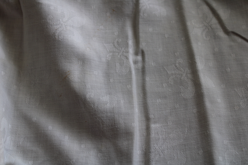 photo of French fleur de lis damask tablecloths vintage table linens lot, cotton & linen #6