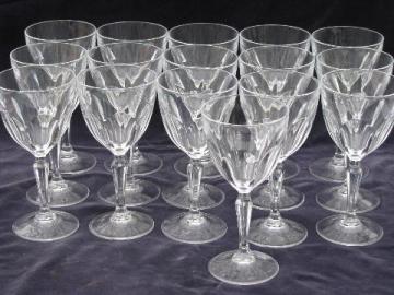 catalog photo of French glass crystal stemware, 16 water goblets / wine glasses