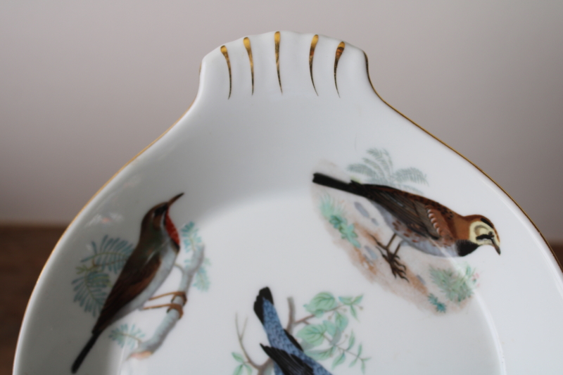 photo of French heat proof porcelain gratin, baking dish w/ song birds print, Lourioux La Faune ironstone china  #4