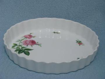 catalog photo of French quiche or fruit tart pan, Christineholm pink roses china