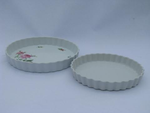 photo of French quiche or fruit tart pans, one France, one Christineholm white china #1