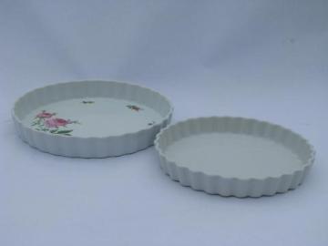 catalog photo of French quiche or fruit tart pans, one France, one Christineholm white china