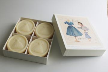 catalog photo of French triple milled soap, Lorcos France soaps embossed design vintage frocks 