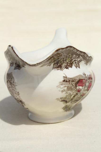 photo of Friendly Village Johnson Bros England transferware china gravy boat #2