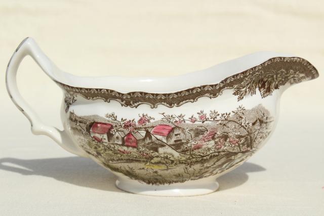 photo of Friendly Village Johnson Bros England transferware china gravy boat #3