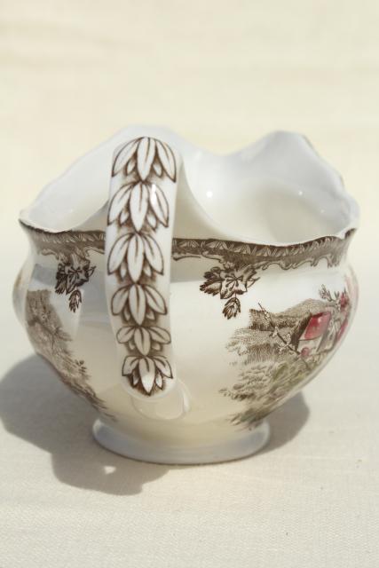 photo of Friendly Village Johnson Bros England transferware china gravy boat #4