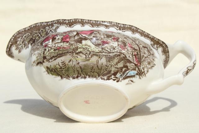 photo of Friendly Village Johnson Bros England transferware china gravy boat #6