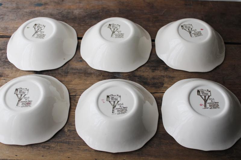 photo of Friendly Village Johnson Bros china set of 6 Covered Bridge cereal bowls vintage England #6