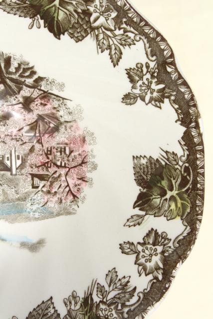 photo of Friendly Village Johnson Bros transferware china oval vegetable serving bowl #4