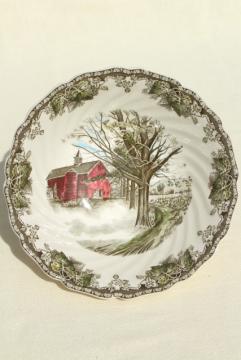 catalog photo of Friendly Village Johnson Bros transferware china round vegetable serving bowl