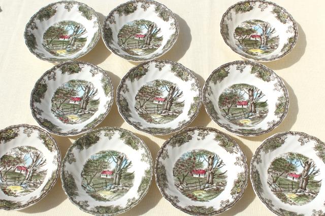 photo of Friendly Village Johnson Bros vintage china, set of 10 berry bowls #3