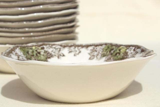 photo of Friendly Village Johnson Bros vintage china, set of 10 square cereal bowls #6