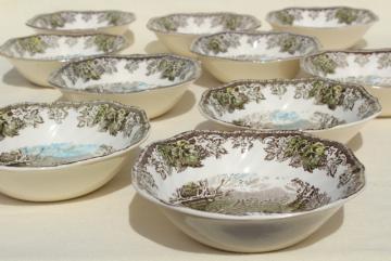 catalog photo of Friendly Village Johnson Bros vintage china, set of 10 square cereal bowls