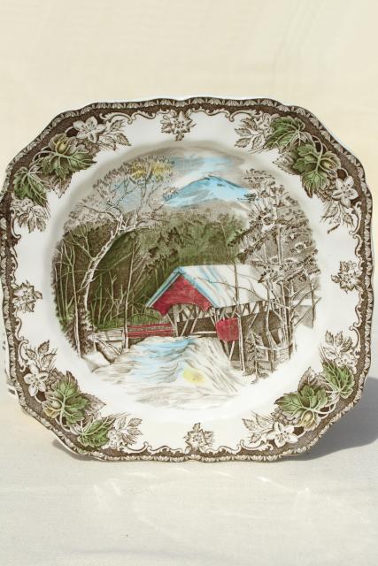 photo of Friendly Village Johnson Bros vintage china, set of 12 square salad plates  #3