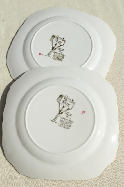 photo of Friendly Village Johnson Bros vintage china, set of 12 square salad plates  #7