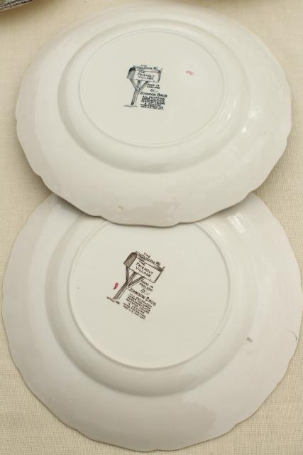 photo of Friendly Village Johnson Bros vintage china, set of 8 dinner plates schoolhouse scene #7