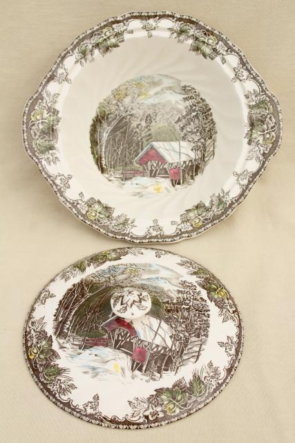 photo of Friendly Village Johnson Bros vintage transferware china covered bowl serving dish #1