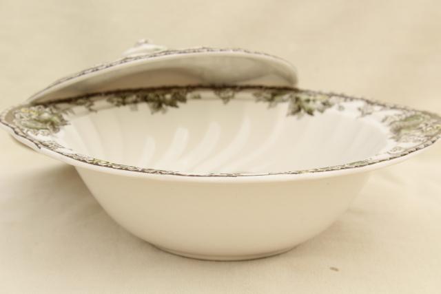 photo of Friendly Village Johnson Bros vintage transferware china covered bowl serving dish #8