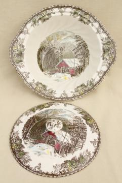 catalog photo of Friendly Village Johnson Bros vintage transferware china covered bowl serving dish