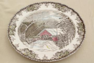 catalog photo of Friendly Village Johnson Bros vintage transferware china platter, scene