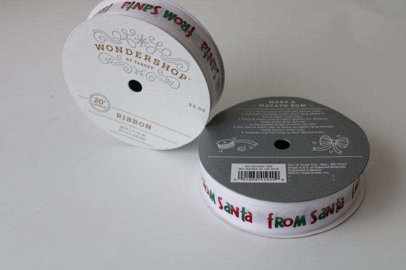 photo of From Santa red and green print Christmas gift ribbon, Target Wondershop holiday 2024  #1