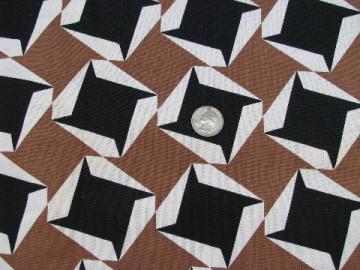 catalog photo of Fruit of the Loom vintage cotton fabric, brown/black abstract star print