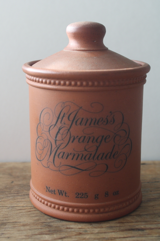 photo of Fulham pottery English redware St James's Marmalade pot, vintage jam jar  #1