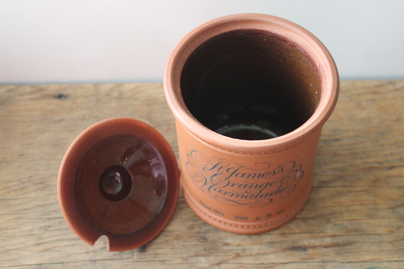 photo of Fulham pottery English redware St James's Marmalade pot, vintage jam jar #2