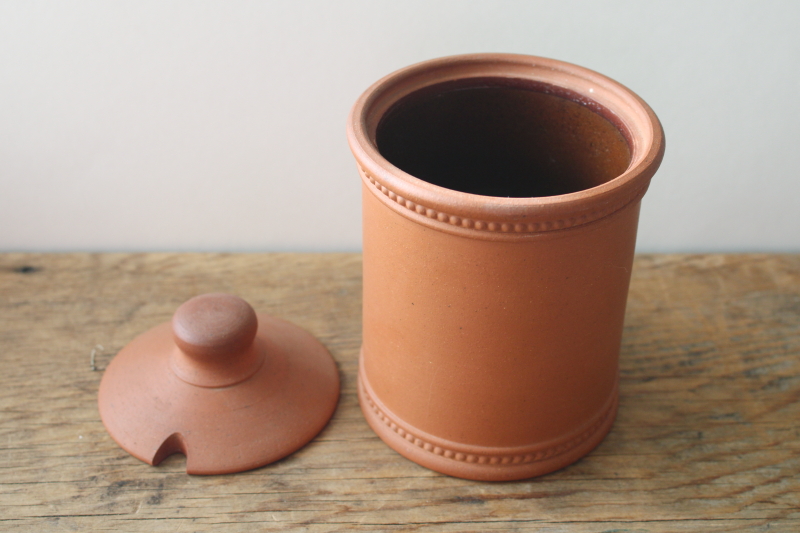 photo of Fulham pottery English redware St James's Marmalade pot, vintage jam jar #4