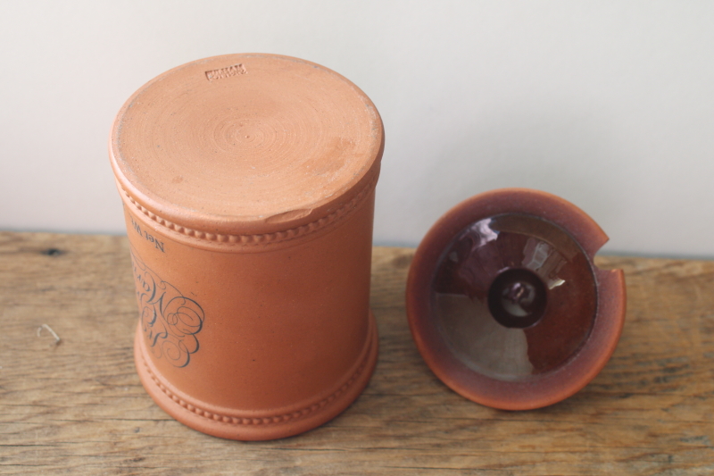 photo of Fulham pottery English redware St James's Marmalade pot, vintage jam jar #7