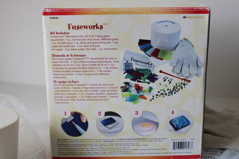 photo of Fuseworks microwave kiln for fusing glass, kit in box w/ art glass, instructions  #7