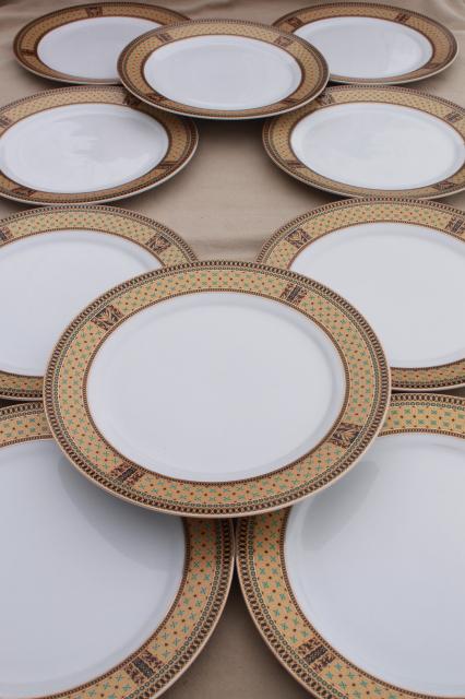 photo of GNA fine porcelain plates w/ gold patterned border, set of 10 dinner plates #2