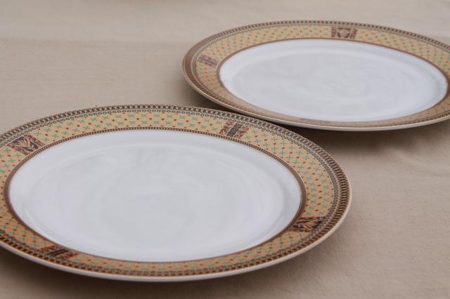 photo of GNA fine porcelain plates w/ gold patterned border, set of 10 dinner plates #8