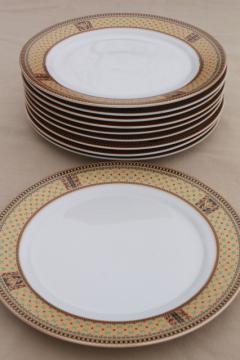 catalog photo of GNA fine porcelain plates w/ gold patterned border, set of 10 dinner plates