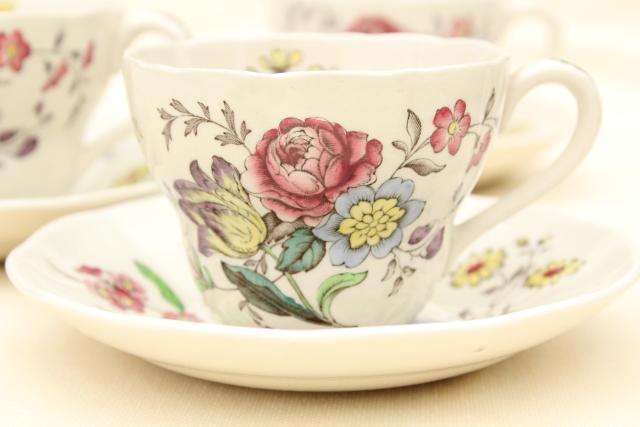 photo of Gainsborough floral Copeland Spode vintage china cups & saucers set of 4 #2