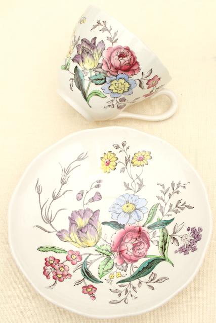 photo of Gainsborough floral Copeland Spode vintage china cups & saucers set of 4 #5