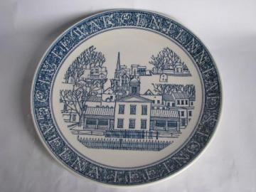 catalog photo of Galena Illinois collector's blue & white souvenir plate, Civil War Centennial, 1961