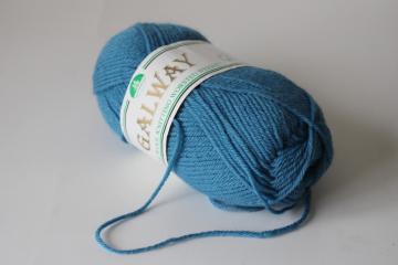 catalog photo of Galway pure wool yarn ocean blue solid color worsted weight 100 grams skein 