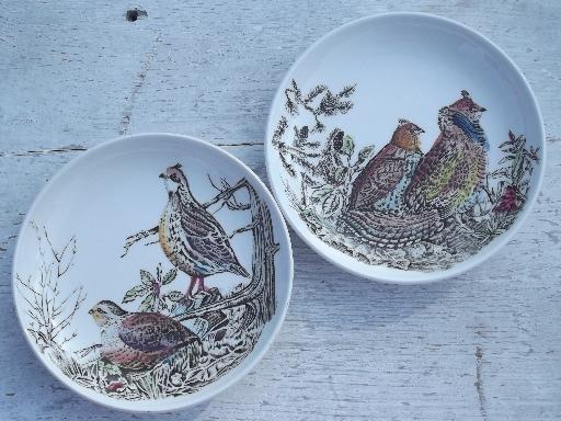 photo of Game Birds quail vintage Johnson Bros transferware china coasters #1