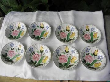 catalog photo of Garden Lane vintage hand-painted Blue Ridge fruit bowls, set of 8