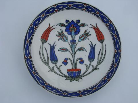 photo of Gaudy Welsh folk art red & blue tulips, vintage English china bowls, Coronet #2