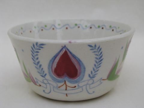 photo of Gaudy Welsh style vintage folk art design hand-painted custard cups #2