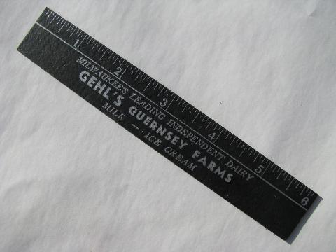 photo of Gehl's Guernsey Farms - Milwaukee, vintage farm dairy advertising premium ruler #1