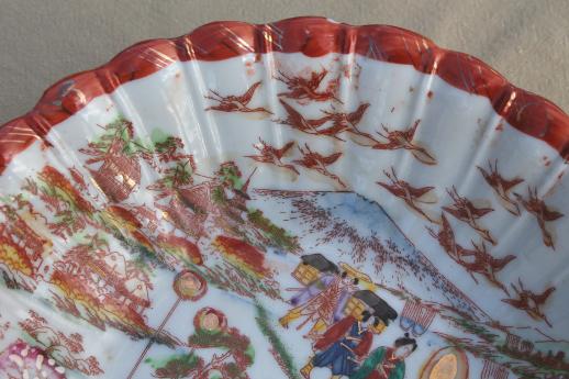 photo of Geisha girl china, vintage hand-painted Japan porcelain berry bowls fruit bowl set #8