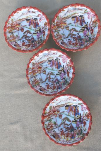 photo of Geisha girl china, vintage hand-painted Japan porcelain berry bowls fruit bowl set #10