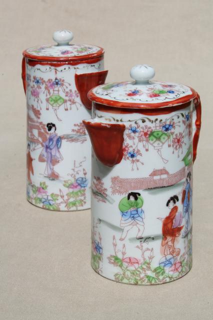 photo of Geisha girl hand-painted china, vintage Japan Geishaware porcelain coffee / chocolate pots #1