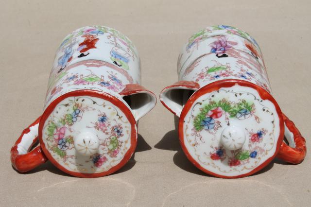 photo of Geisha girl hand-painted china, vintage Japan Geishaware porcelain coffee / chocolate pots #2