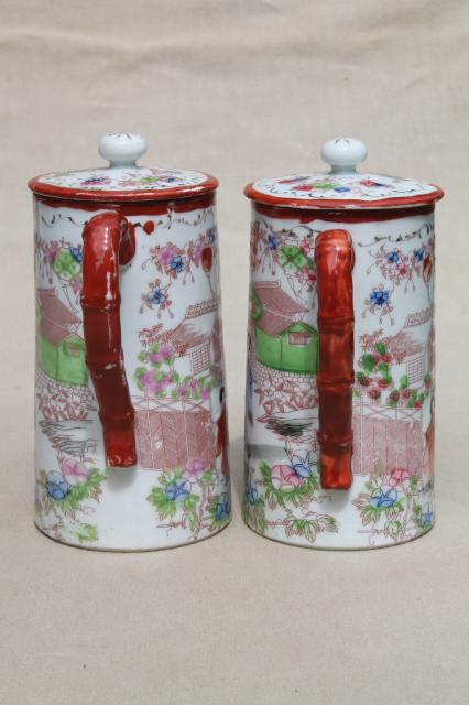 photo of Geisha girl hand-painted china, vintage Japan Geishaware porcelain coffee / chocolate pots #7