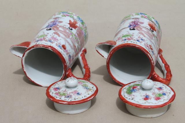 photo of Geisha girl hand-painted china, vintage Japan Geishaware porcelain coffee / chocolate pots #10